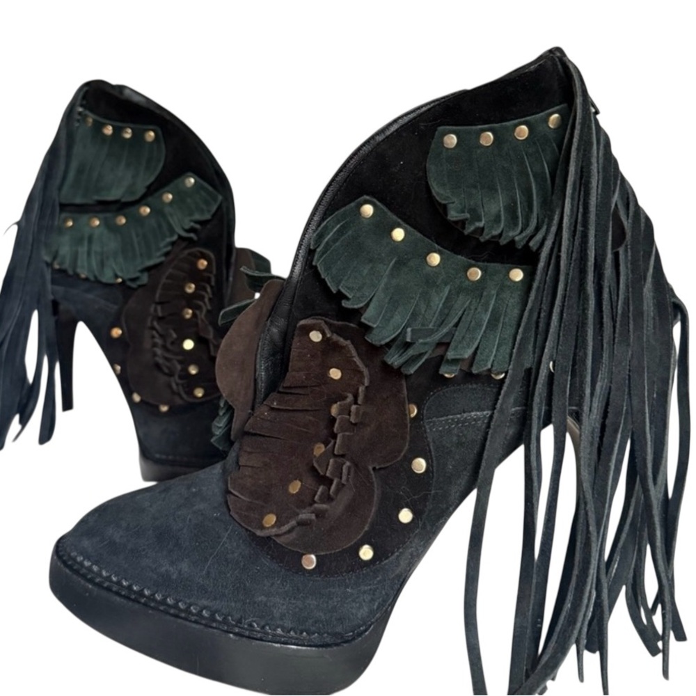 Burberry Fringed Black and Green Women's Heels 38.5